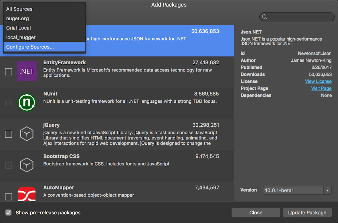 Nuget configure sources