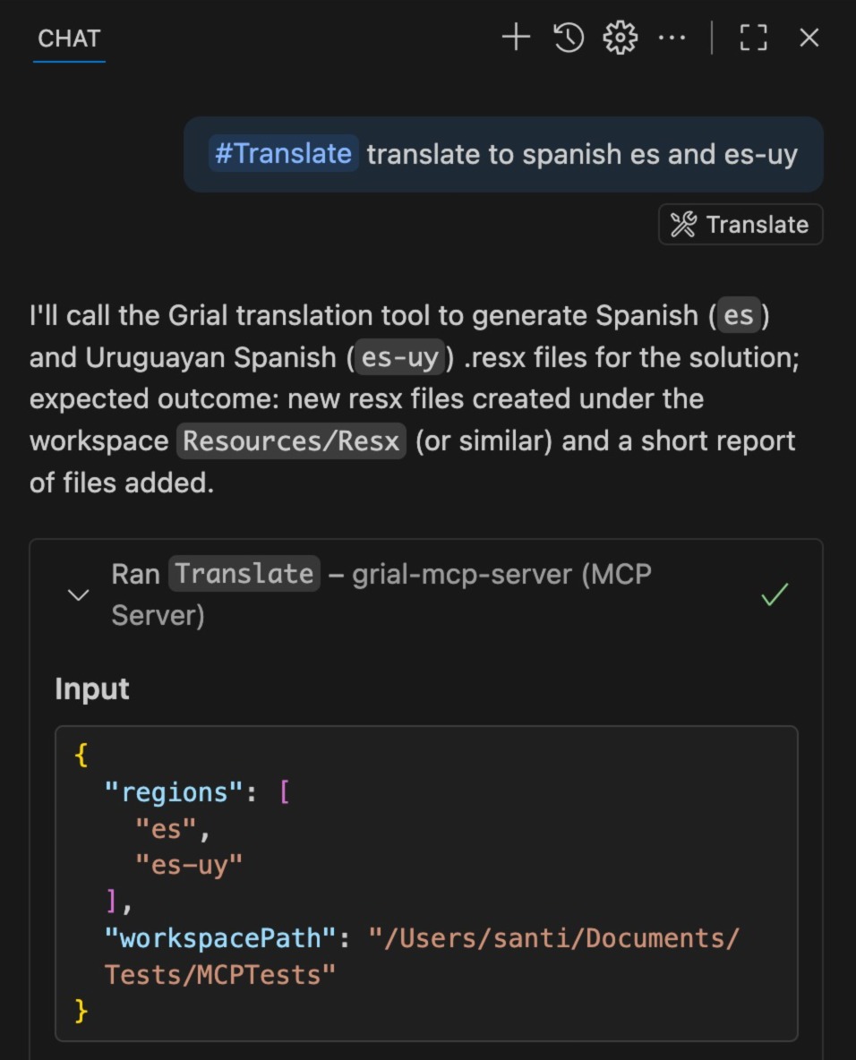 Translation tool call